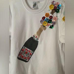 Queen of Sparkles White Popping Champagne Sweatshirt